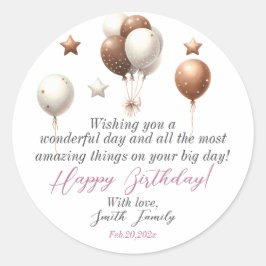 Niedlicher Teddybär mit Balloons und Geschenken Runder Aufkleber