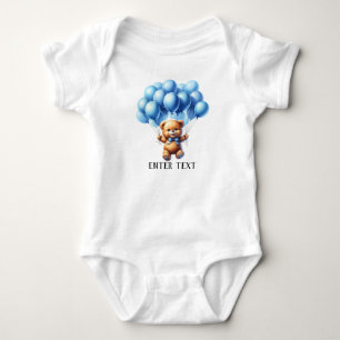 Niedlicher Teddybär mit benutzerdefiniertem Text Baby Strampler