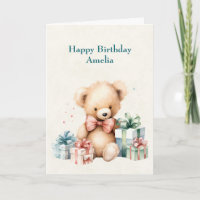 Niedlicher Teddybär mit Geschenken zum Geburtstag