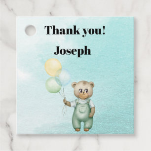 niedlicher Teddybär mit grünem Hintergrund Geschenkanhänger