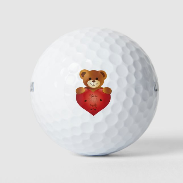 Niedlicher Teddybär mit Herz Golfball (Vorderseite)