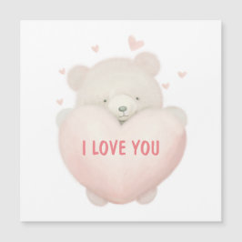 Niedlicher Teddybär mit Herz - ICH LIEBE SIE Magnetkarte