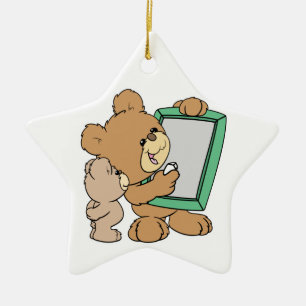 niedlicher Teddybär mit Kalkboard Keramik Ornament