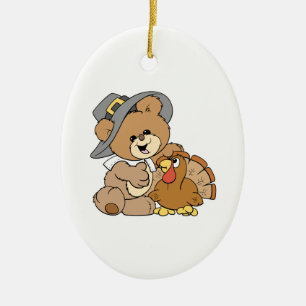 niedlicher Teddybär mit Puten Keramikornament