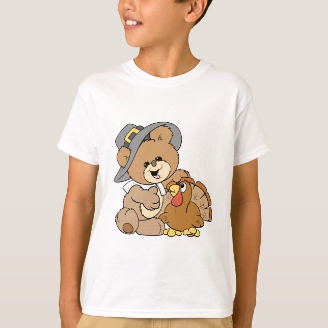 niedlicher Teddybär mit Puten T-Shirt (Vorderseite)