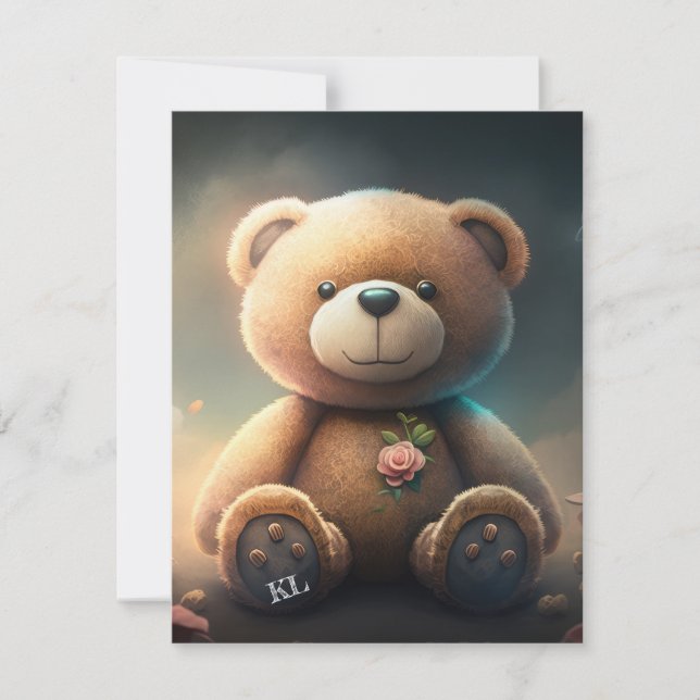Niedlicher Teddybär mit rosa rosa Typografie KI Ar (Vorderseite)