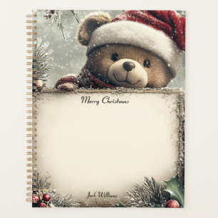 Niedlicher Teddybär mit Weihnachtsdekorationen - F Planer