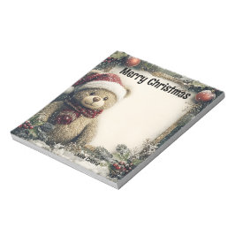 Niedlicher Teddybär mit Weihnachtsdekorationen Notizblock