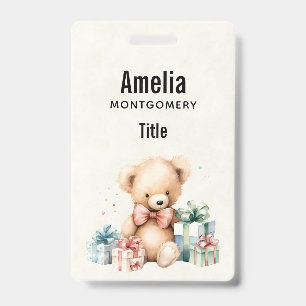 Niedlicher Teddybär mit Weihnachtsgeschenken Ausweis