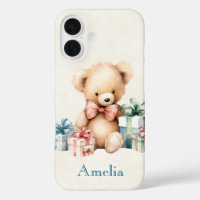 Niedlicher Teddybär mit Weihnachtsgeschenken