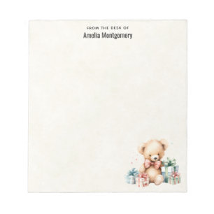 Niedlicher Teddybär mit Weihnachtsgeschenken Notizblock