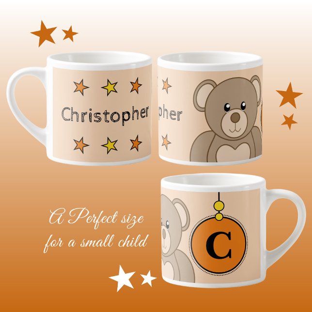 Niedlicher Teddybär orange gelb mit Sternenkind Espressotasse (Von Creator hochgeladen)