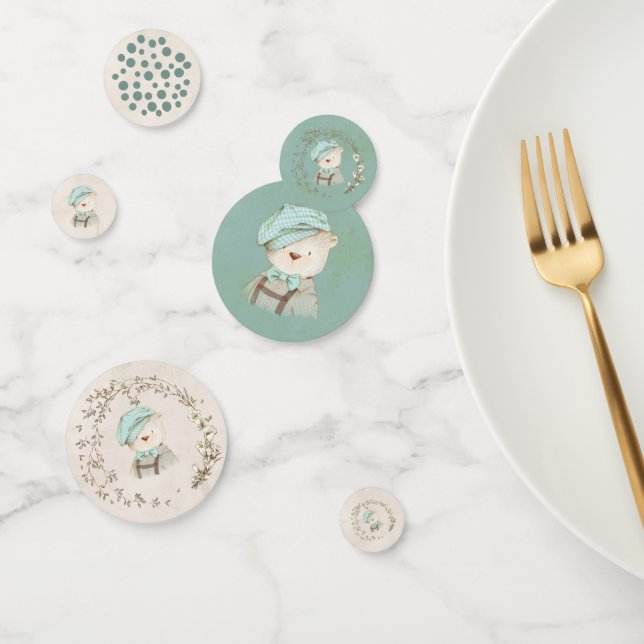 Niedlicher Teddybär Overalls Hat Polka Dot Floral Konfetti (Gruppe)