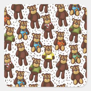 Niedlicher Teddybär Quadratischer Aufkleber