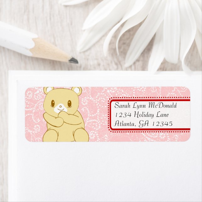 Niedlicher Teddybär Rosa Punkte und Herz (Insitu)