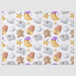 Niedlicher Teddybär, Schaf und Mond Seidenpapier