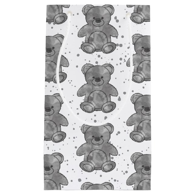 Niedlicher Teddybär Schwarz/Weiß Kleine Geschenktüte (Vorderseite)