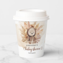 Niedlicher Teddybär tropisches Pampasgras aus getr Pappbecher