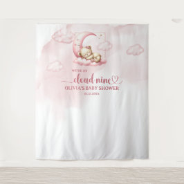 Niedlicher Teddybär Wolke neun pinkfarbene Mädchen Wandteppich