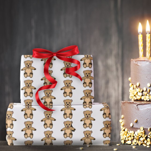 Niedlicher Teddybär Zeichnend Muster Kinder Geschenkpapier (Von Creator hochgeladen)