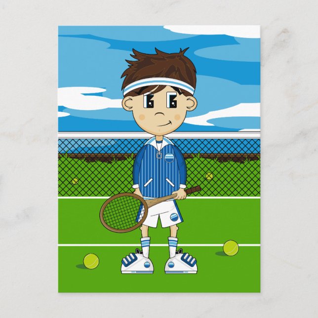 Niedlicher Tennis Boy Postcard Postkarte (Vorderseite)