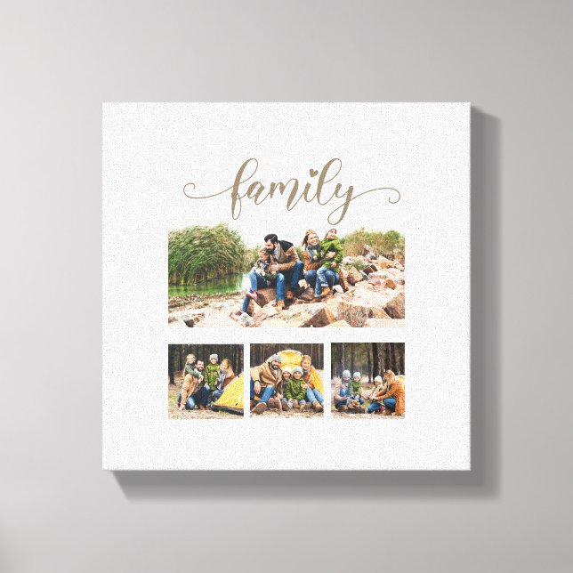 Niedlicher Text für  Skripte mit vier Familienfoto Leinwanddruck (Vorderseite)