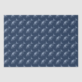 Niedlicher Thunfisch aus Weißem Thun in Pastel Blu Seidenpapier