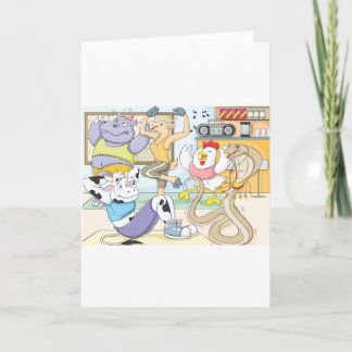 Niedlicher Tiere arbeiten in Gym Shirt Fitness aus Karte