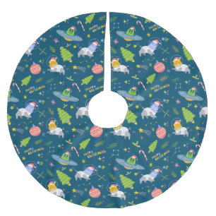 Niedlicher Tiere Astronauten Polyester Weihnachtsbaumdecke