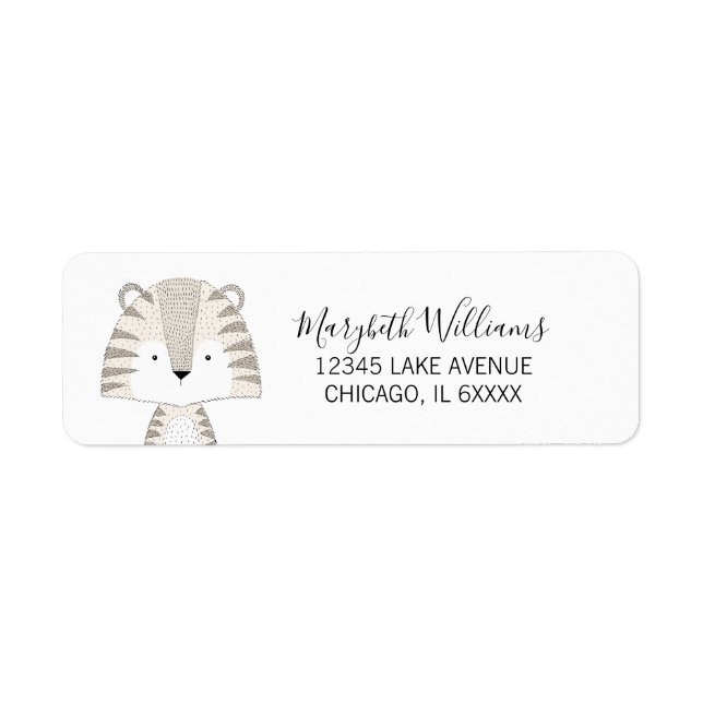 Niedlicher Tiere Baby Shower Address Labels Tiger (Vorne)