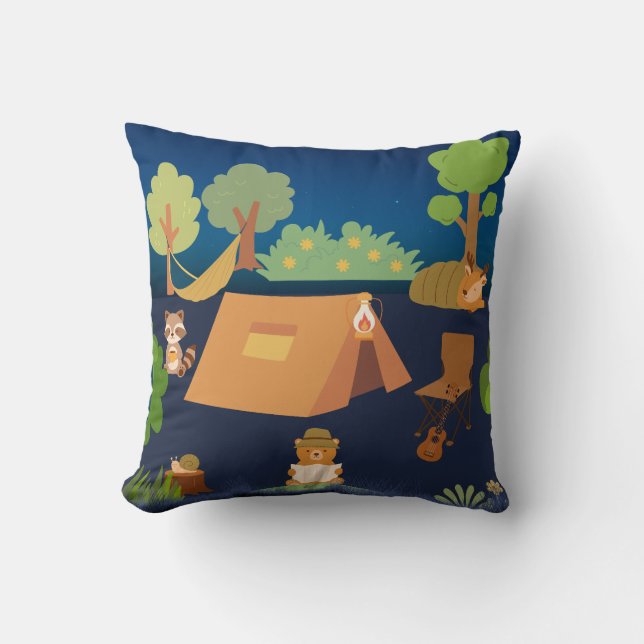 Niedlicher Tiere CampingThrow Kissen (Vorderseite)