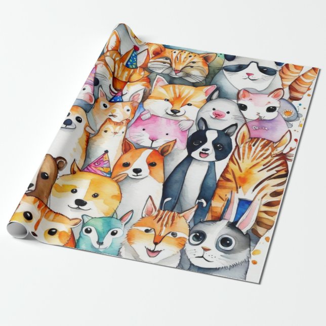 Niedlicher Tiere Geschenkideen Papier Geschenkpapier (Ungerollt)