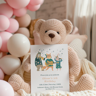 Niedlicher Tiere Music Band Geburtstag Einladung