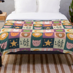 Niedlicher Tiere Patchwork Kinder Fleecedecke