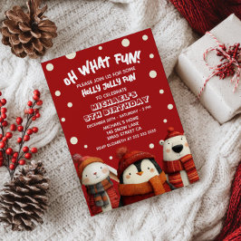 Niedlicher Tiere Red Festivals Weihnachten Kinder Einladung