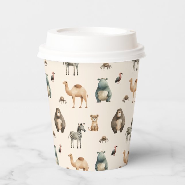 Niedlicher Tiere Safari Baby Dusche Pappbecher (Vorderseite)