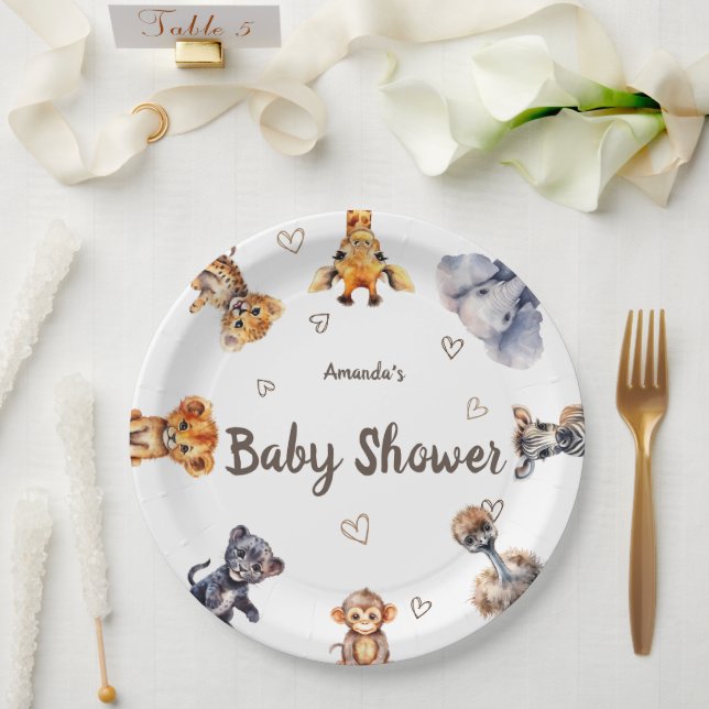 Niedlicher Tiere Safari Baby Dusche Pappteller (Hochzeit)