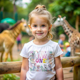 Niedlicher Tiere Safari Wild One Geburtstagsparty Baby T-shirt