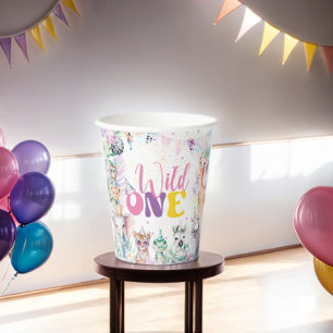 Niedlicher Tiere Safari Wild One Geburtstagsparty Pappbecher