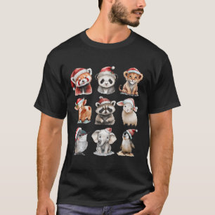 Niedlicher Tiere Santa Friends Raccoon Boys T-Shirt