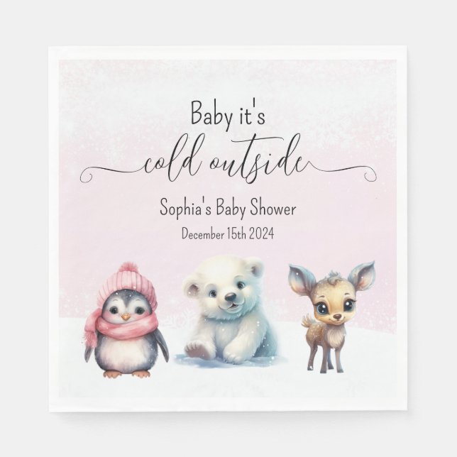 Niedlicher Tiere Winter Baby Girl Dusche Serviette (Vorderseite)