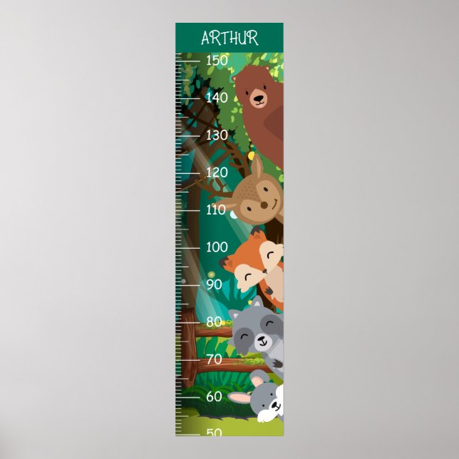 Niedlicher Tiere Woodland Growth Charts Poster (Vorne)