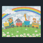 Niedlicher Tierzug Regenbogen Moderne Kinder Puzzle<br><div class="desc">Dieses niedliche Design besticht durch einen farbenfrohen Tierzug mit Löwen,  Elefanten,  Giraffen,  Flamingo,  Tiger und Affen. Perfekt zum Geburtstag für Kinder #puzzle #puzzlesforkids #gifts #giftsforkids #kids #kids #niedlich #tiers #games #fun #year #kidsyear</div>