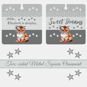 Niedlicher Tiger, der Name wird hinzugefügt, schlä Ornament Aus Metall