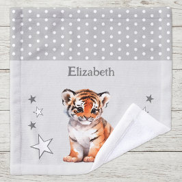 Niedlicher Tiger gibt den Namen polka dots stars g Waschlappen