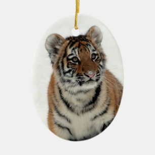 Niedlicher Tiger im Schnee Keramik Ornament