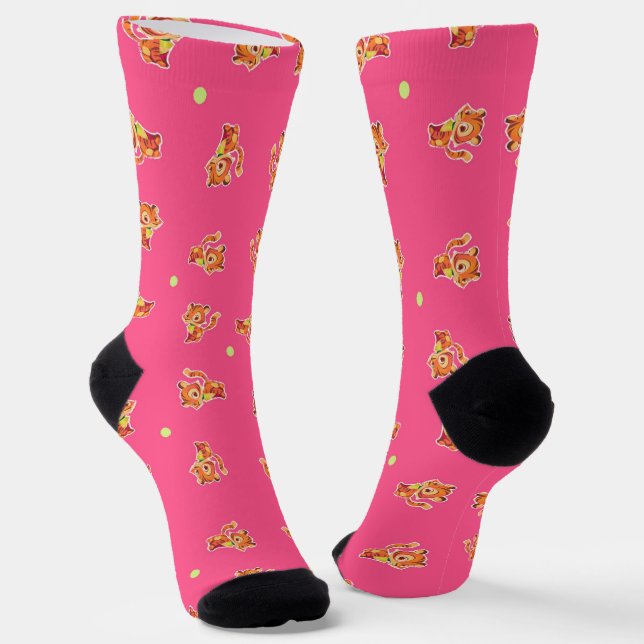 Niedlicher Tiger in Rosa Socken (Gewinkelt)