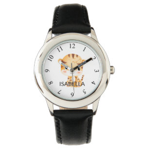 Niedlicher Tiger Individuelle Name Personalisiert  Armbanduhr