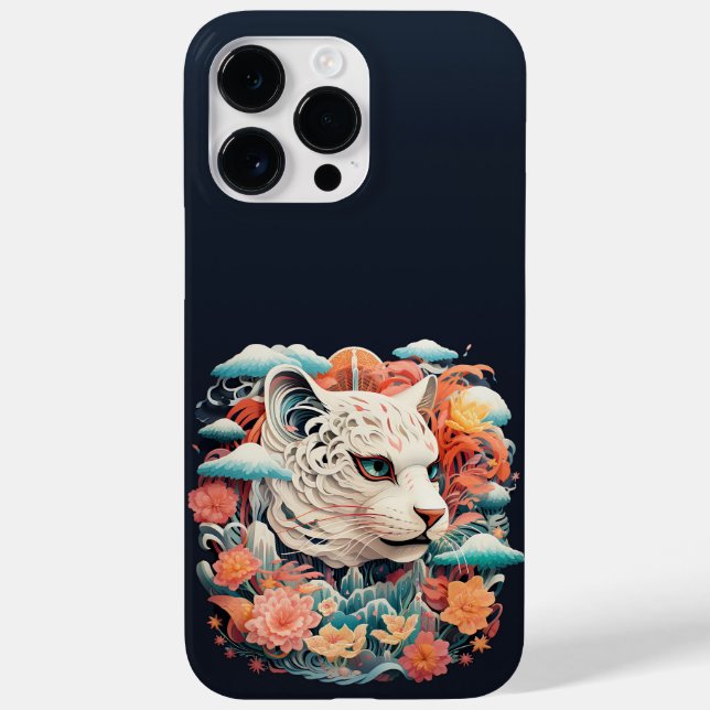 Niedlicher Tiger mit Blume Papier Ausschnitt Case-Mate iPhone Hülle (Rückseite)