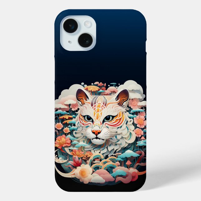 Niedlicher Tiger mit Blume Papier Ausschnitt Case-Mate iPhone Hülle (Rückseite)